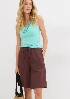 bonprix bonprix Bermudas de mezcla de viscosa fluida Marrón tierra Best