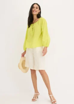 bonprix bonprix Bermudas de mezcla de viscosa suave Blanco-crema Clearance