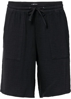 bonprix bonprix Bermudas de muselina sin cierre Negro Outlet