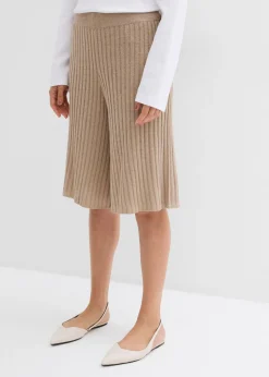 bonprix bonprix Bermudas de punto de mezcla de viscosa con talle alto beige-kaki New