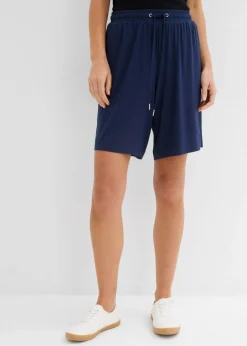 bonprix bonprix Bermudas de punto de viscosa fluida Azul marino Outlet