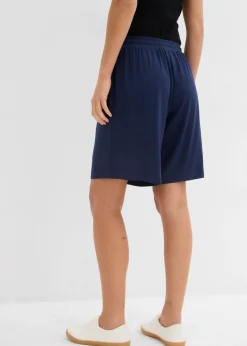 bonprix bonprix Bermudas de punto de viscosa fluida Azul marino Outlet