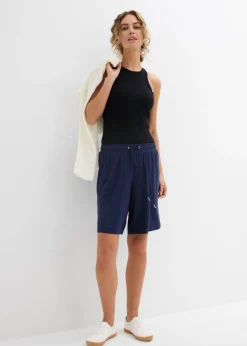 bonprix bonprix Bermudas de punto de viscosa fluida Azul marino Outlet