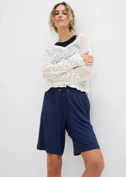 bonprix bonprix Bermudas de punto de viscosa fluida Azul marino Outlet