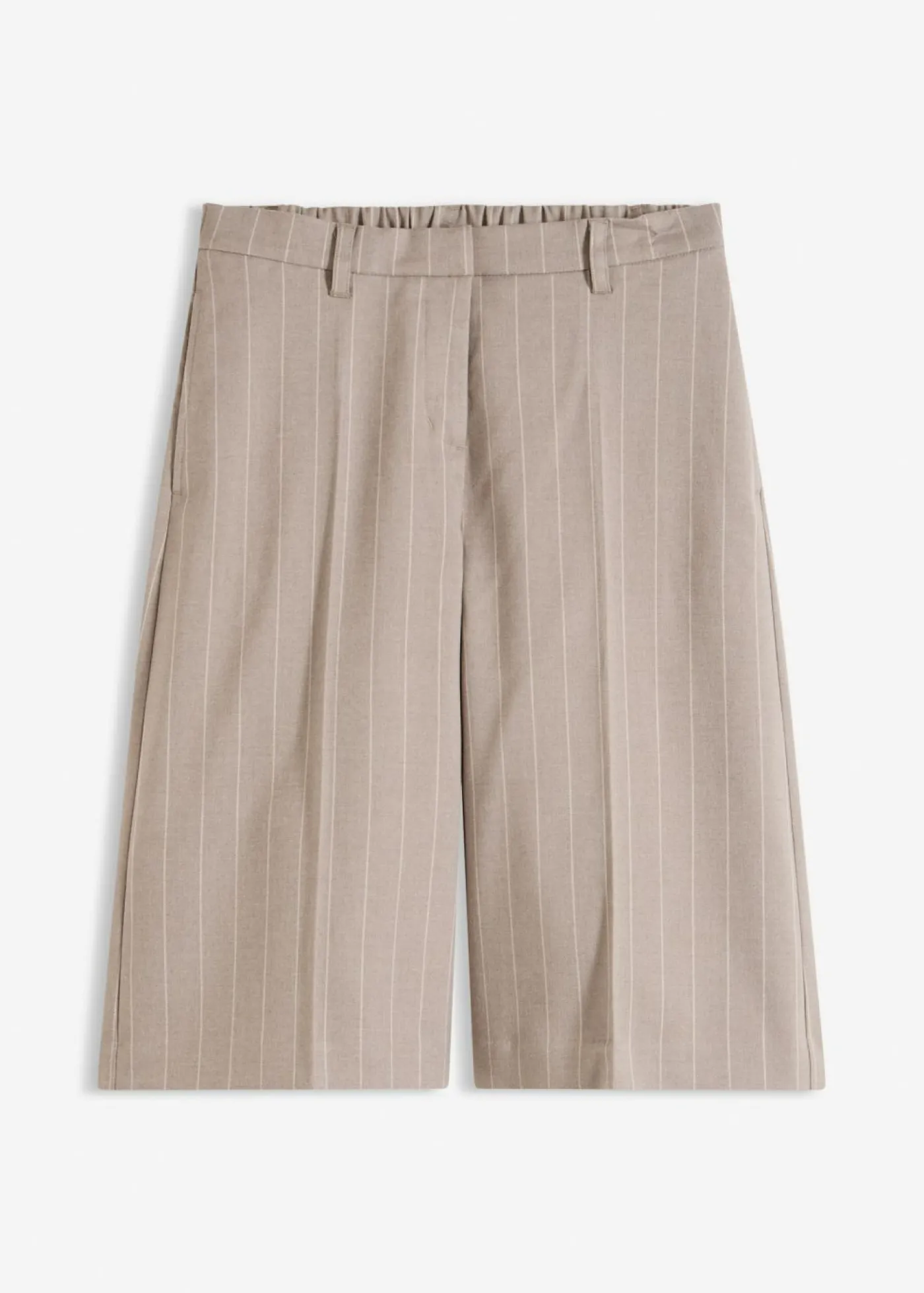 bonprix bonprix Bermudas de raya diplomática con pinzas marrón grisáceo/blanco perla con rayas Clearance