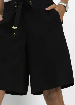 bonprix bonprix Bermudas de viscosa con cinturón Negro Clearance