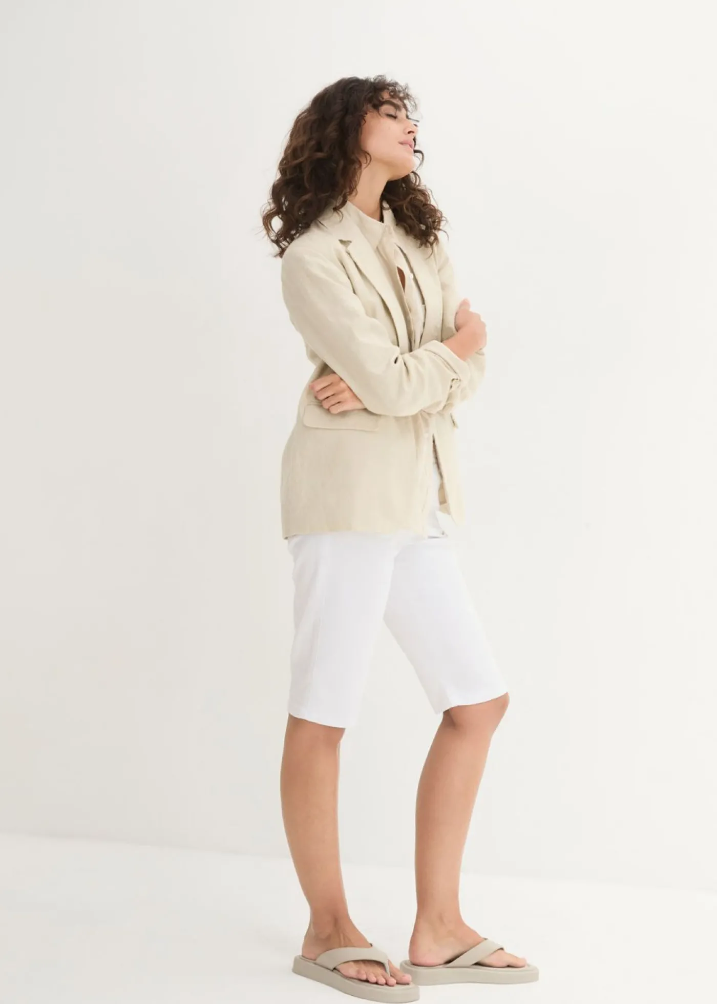 bonprix bonprix Bermudas elásticas (2 unidades) Blanco + azul blanqueado