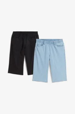 bonprix bonprix Bermudas elásticas (2 unidades) negro / azul claro denim