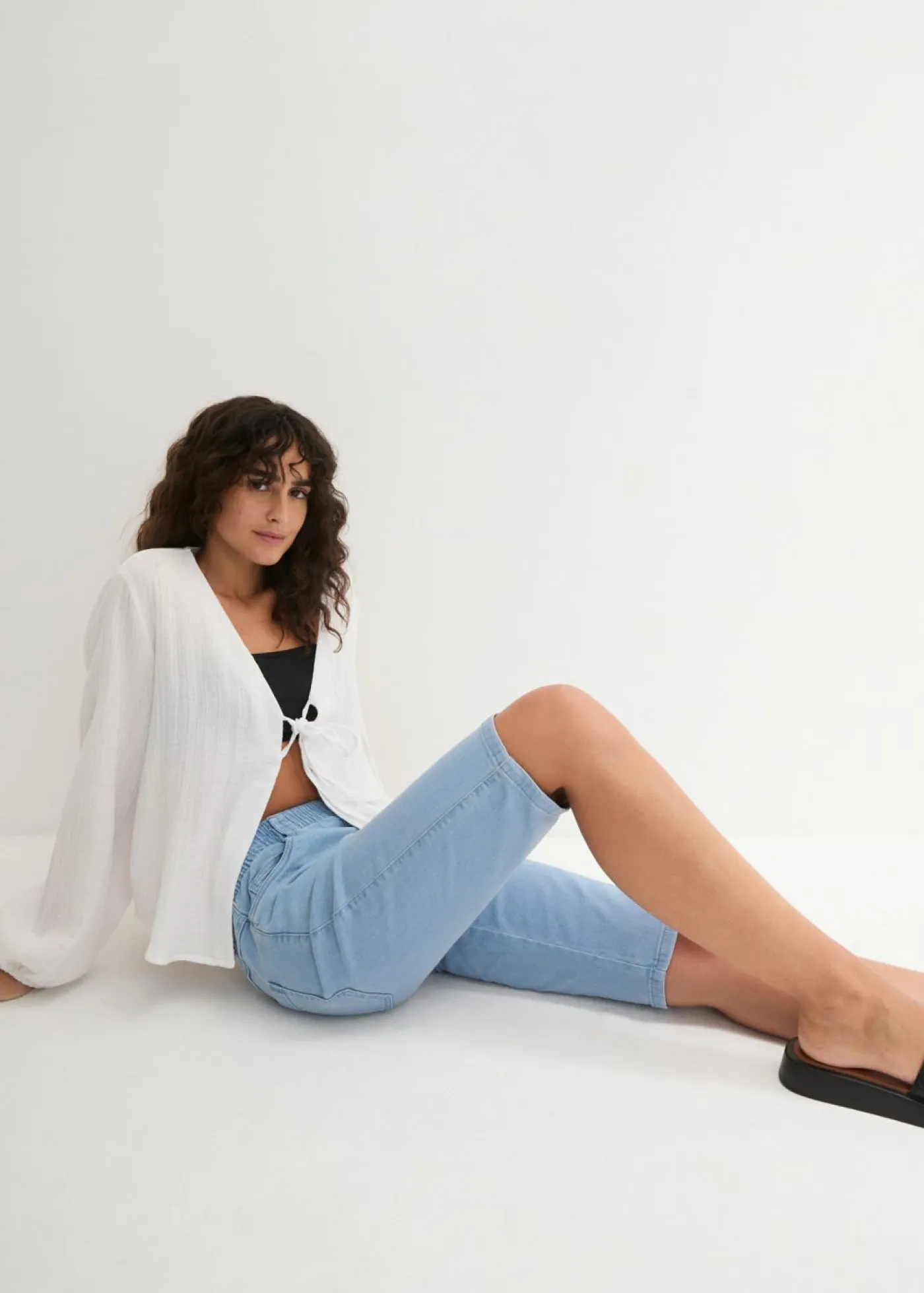 bonprix bonprix Bermudas elásticas (2 unidades) negro / azul claro denim