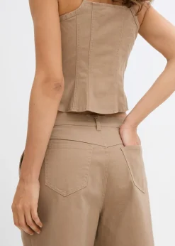 bonprix bonprix Bermudas largas de mezcla de algodón elástico arcilla Online