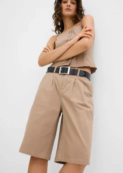 bonprix bonprix Bermudas largas de mezcla de algodón elástico arcilla Online