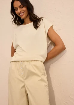 bonprix bonprix Bermudas papertouch de mezcla de algodón Arena claro Outlet