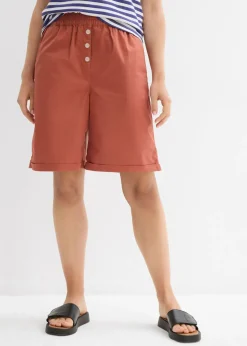 bonprix bonprix Bermudas papertouch de mezcla de algodón Coñac Sale
