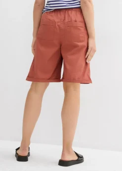 bonprix bonprix Bermudas papertouch de mezcla de algodón Coñac Sale