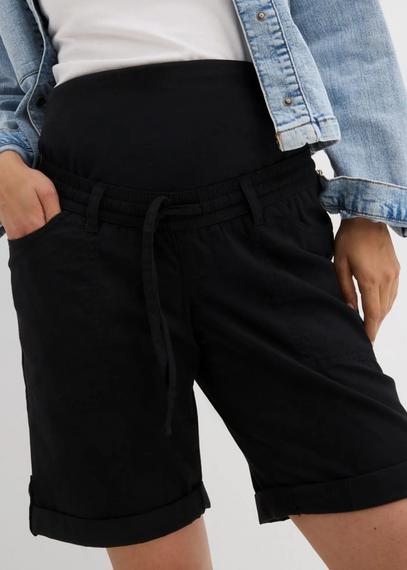 bonprix bonprix Bermudas premamá 2 en 1 convertibles en pantalón corto Negro Sale
