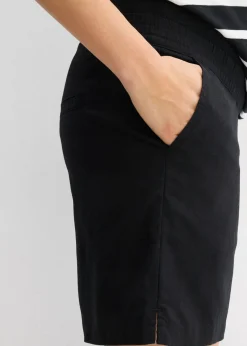 bonprix bonprix Bermudas premamá 2 en 1 de lino y algodón con banda abdominal Negro Clearance