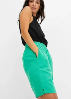 bonprix bonprix Bermudas sin cierre de mezcla de lino vaporoso Verde ópalo Online