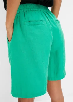bonprix bonprix Bermudas sin cierre de mezcla de lino vaporoso Verde ópalo Online