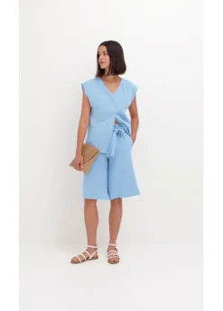 bonprix bonprix Bermudas sin cierre de mezcla de viscosa fluida Azul claro