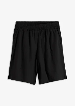 bonprix bonprix Bermudas sin cierre de mezcla de lino vaporoso Negro