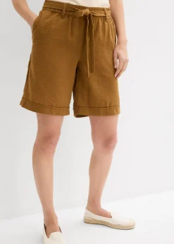 bonprix bonprix Bermudas tipo paperbag Marrón coñac Discount