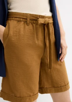 bonprix bonprix Bermudas tipo paperbag Marrón coñac Discount