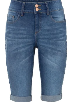 bonprix bonprix Bermudas vaqueras de talle medio Azul piedra New