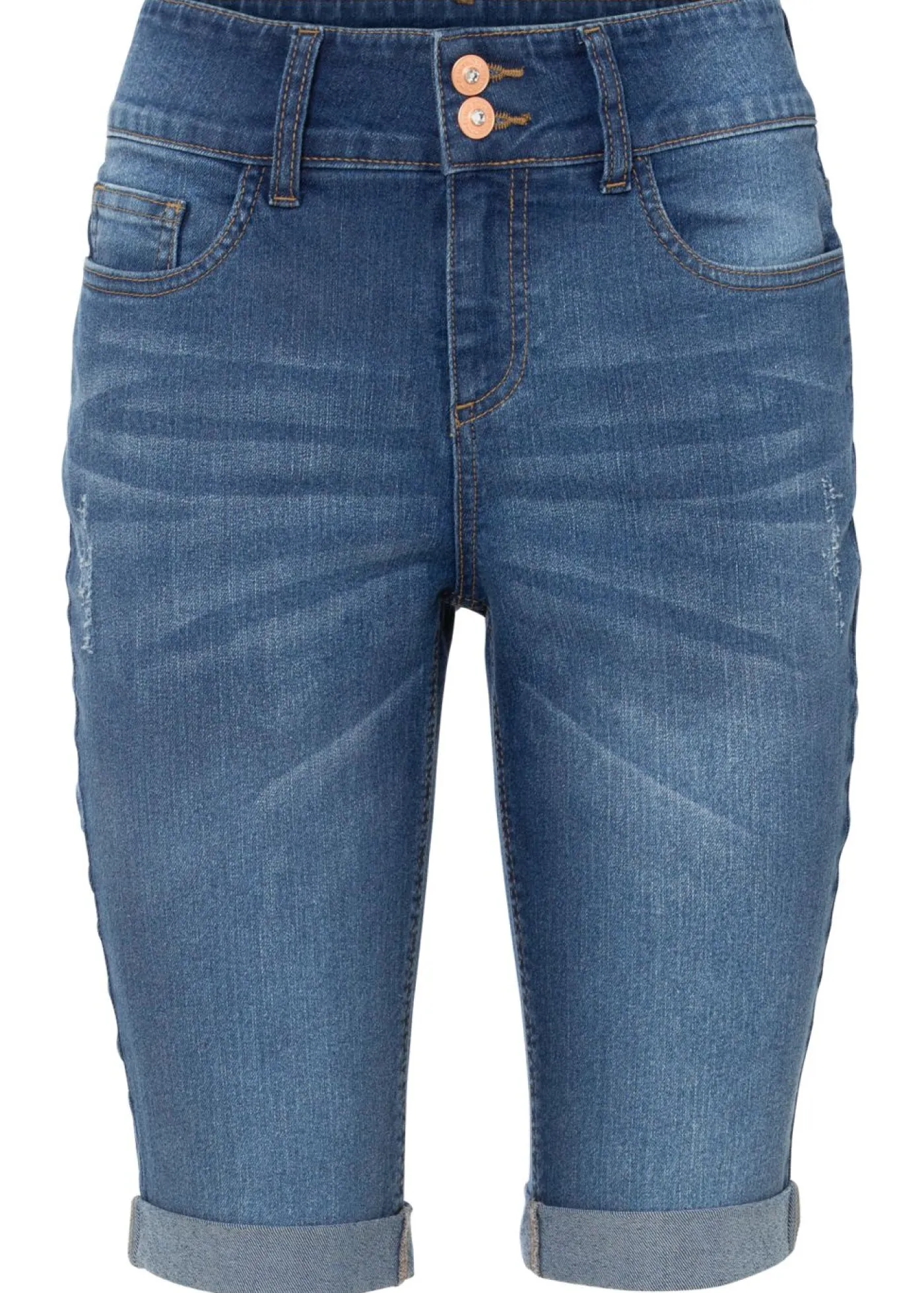 bonprix bonprix Bermudas vaqueras de talle medio Azul piedra New
