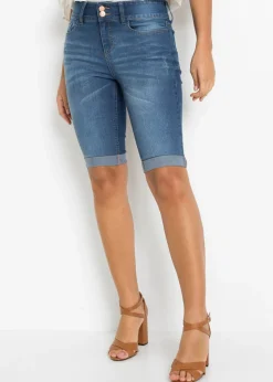 bonprix bonprix Bermudas vaqueras de talle medio Azul piedra New
