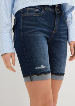 bonprix bonprix Bermudas vaqueras de talle medio denim oscuro New