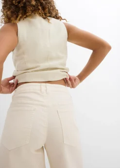 bonprix bonprix Bermudas vaqueras de talle medio Beige natural Hot
