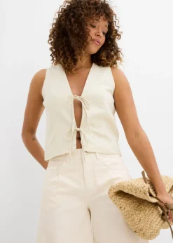 bonprix bonprix Bermudas vaqueras de talle medio Beige natural Hot