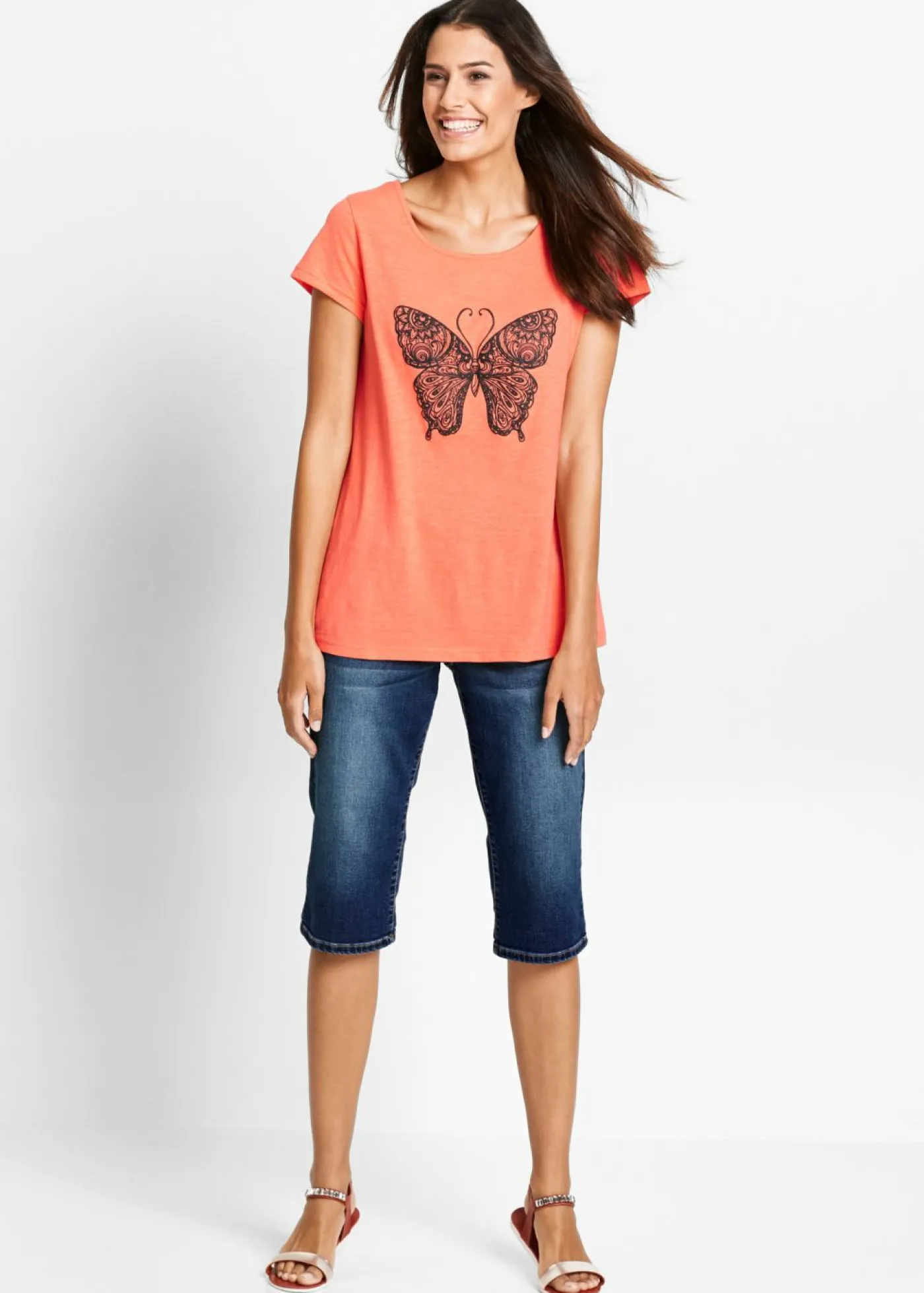 bonprix bonprix Bermudas vaqueras, mid waist, con cintura cómoda denim intenso Clearance