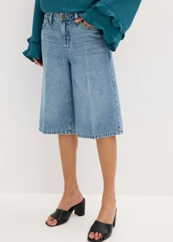 bonprix bonprix Bermudas vaqueras mid waist, low stretch Denim desgastado Discount