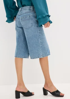 bonprix bonprix Bermudas vaqueras mid waist, low stretch Denim desgastado Discount