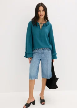 bonprix bonprix Bermudas vaqueras mid waist, low stretch Denim desgastado Discount