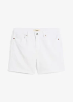 bonprix bonprix Bermudas vaqueras poco elásticas con talle medio Blanco Hot