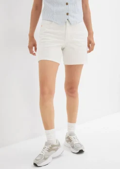 bonprix bonprix Bermudas vaqueras poco elásticas con talle medio Blanco Hot