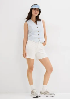 bonprix bonprix Bermudas vaqueras poco elásticas con talle medio Blanco Hot
