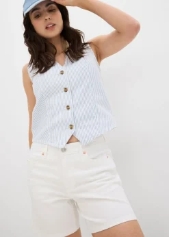 bonprix bonprix Bermudas vaqueras poco elásticas con talle medio Blanco Hot