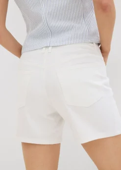 bonprix bonprix Bermudas vaqueras poco elásticas con talle medio Blanco Hot