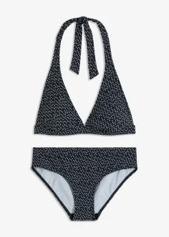 bonprix bonprix Bikini al cuello (2 piezas) negro - blanco topos Sale