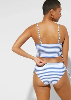 bonprix bonprix Bikini bandeau con tirantes desmontables (2 piezas) blanco/azul zafiro con rayas