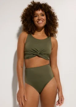 bonprix bonprix Bikini bustier con diseño cruzado (2 piezas) Verde oliva oscuro Best