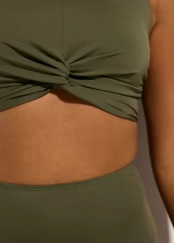 bonprix bonprix Bikini bustier con diseño cruzado (2 piezas) Verde oliva oscuro Best