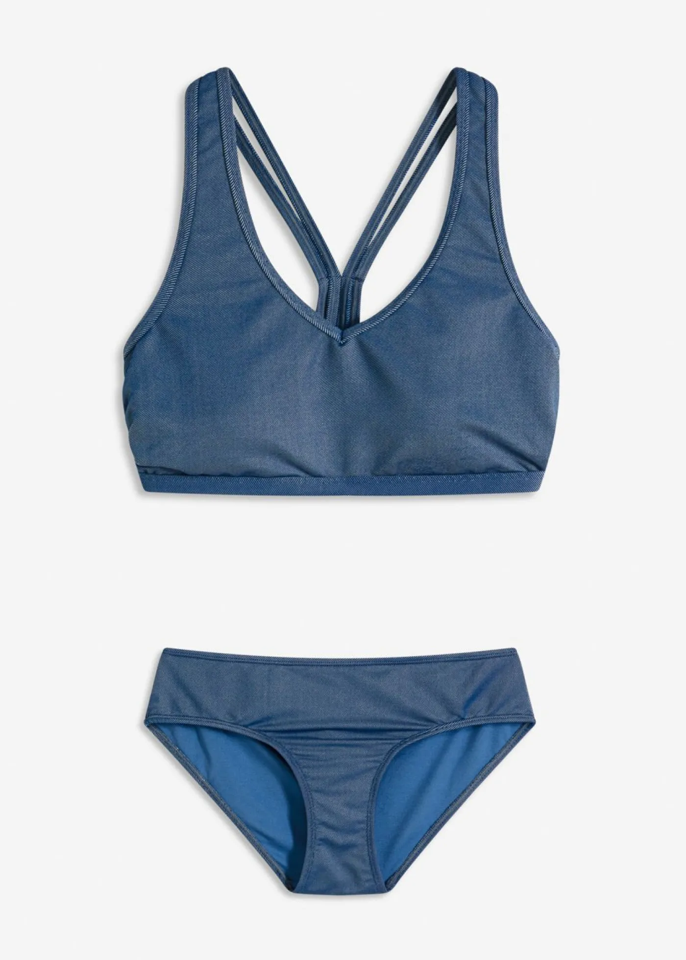 bonprix bonprix Bikini bustier de aspecto vaquero (2 piezas) Azul oscuro denim Outlet
