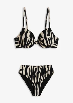 bonprix bonprix Bikini con aros (2 piezas) Negro/beige con estampado gráfico Hot