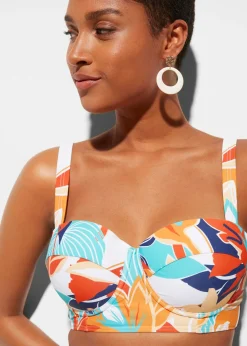 bonprix bonprix Bikini con aros (2 piezas) Blanco-azul-coral estampado New