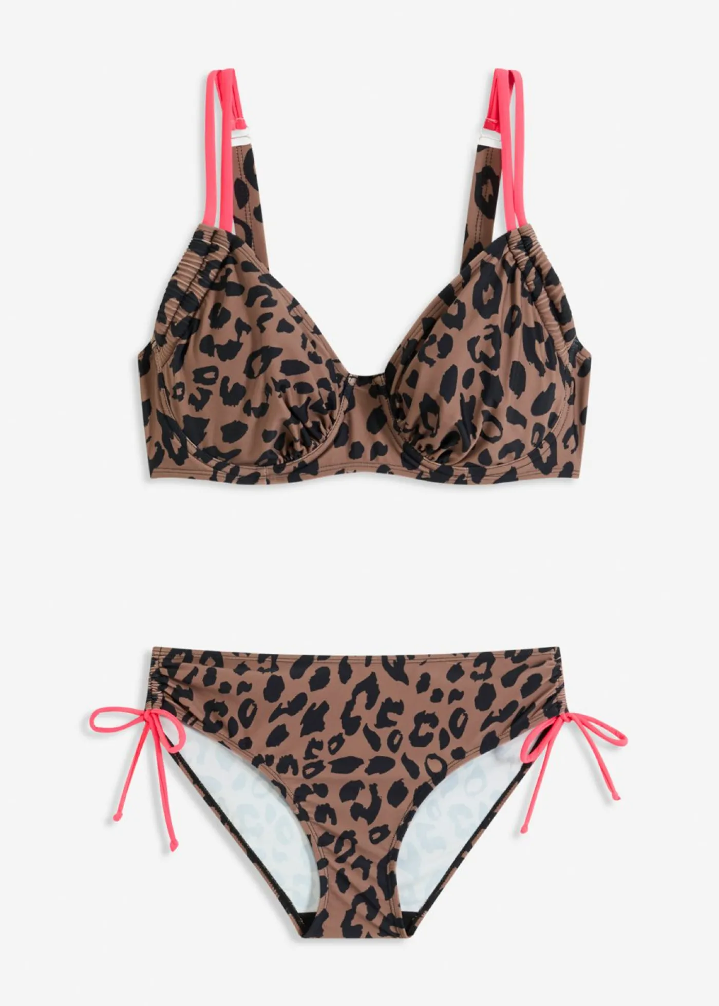 bonprix bonprix Bikini con aros (2 piezas) estampado leo arcilla/negro Discount