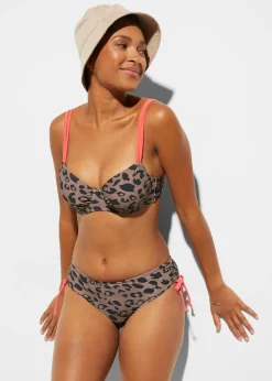 bonprix bonprix Bikini con aros (2 piezas) estampado leo arcilla/negro Discount